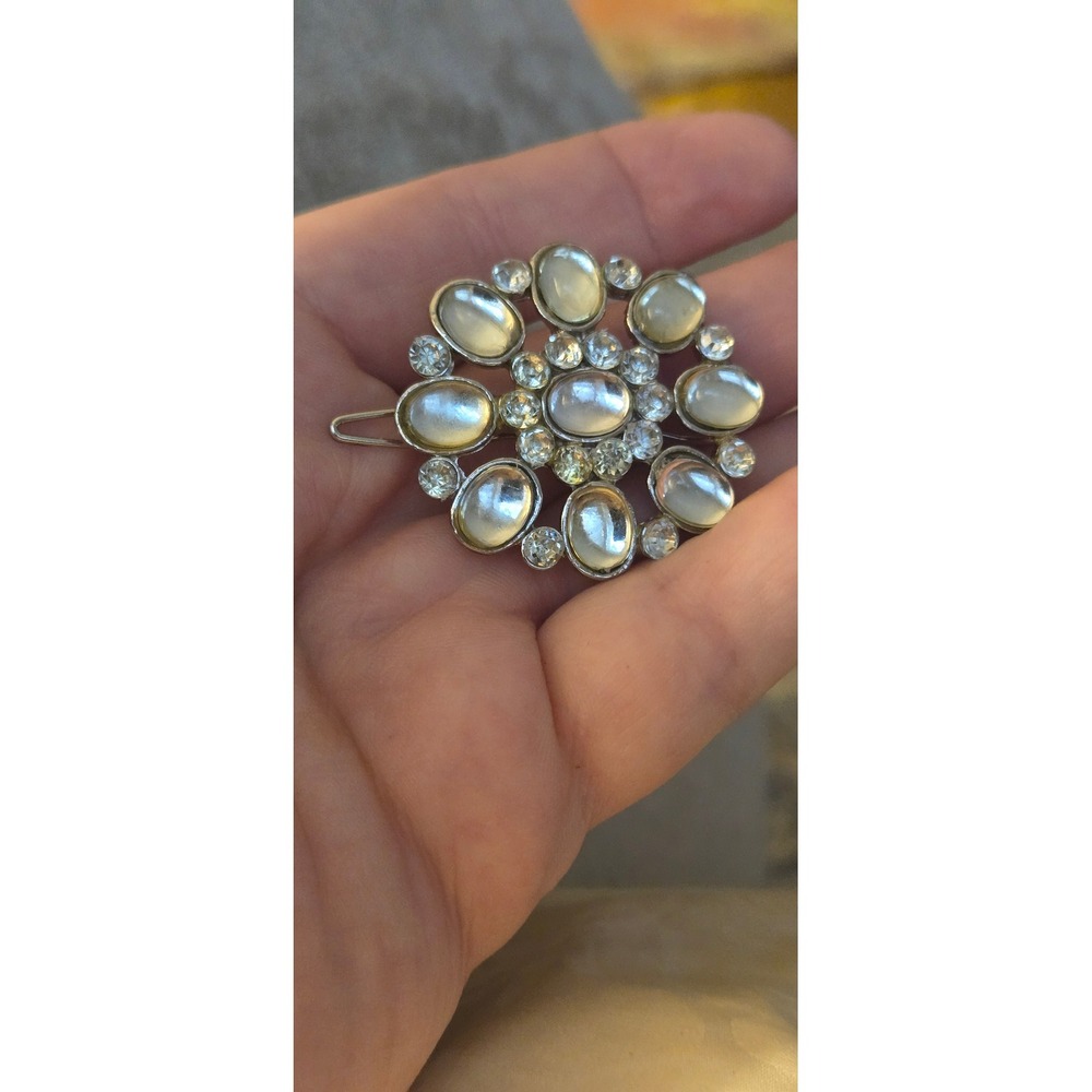 Rhinestone Barrette Hair Clip Vintage 1.25in